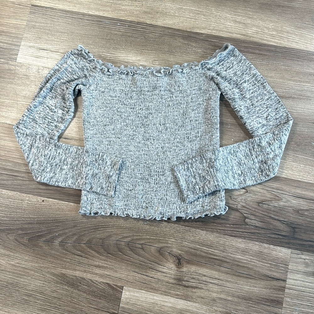 VTG Hollister Womens Size Medium Off The Shoulder Top Heather Gray Grunge Street